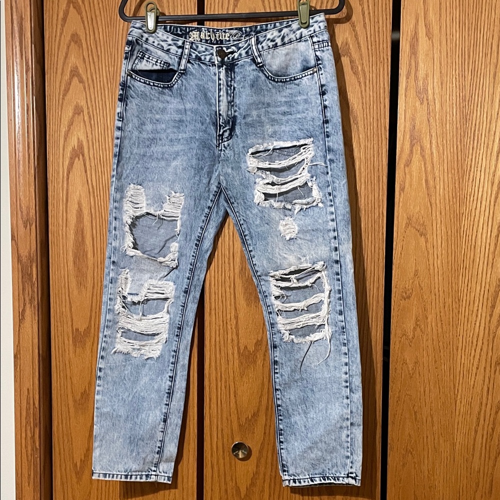 Machine Light Blue Distressed Skinny Jeans